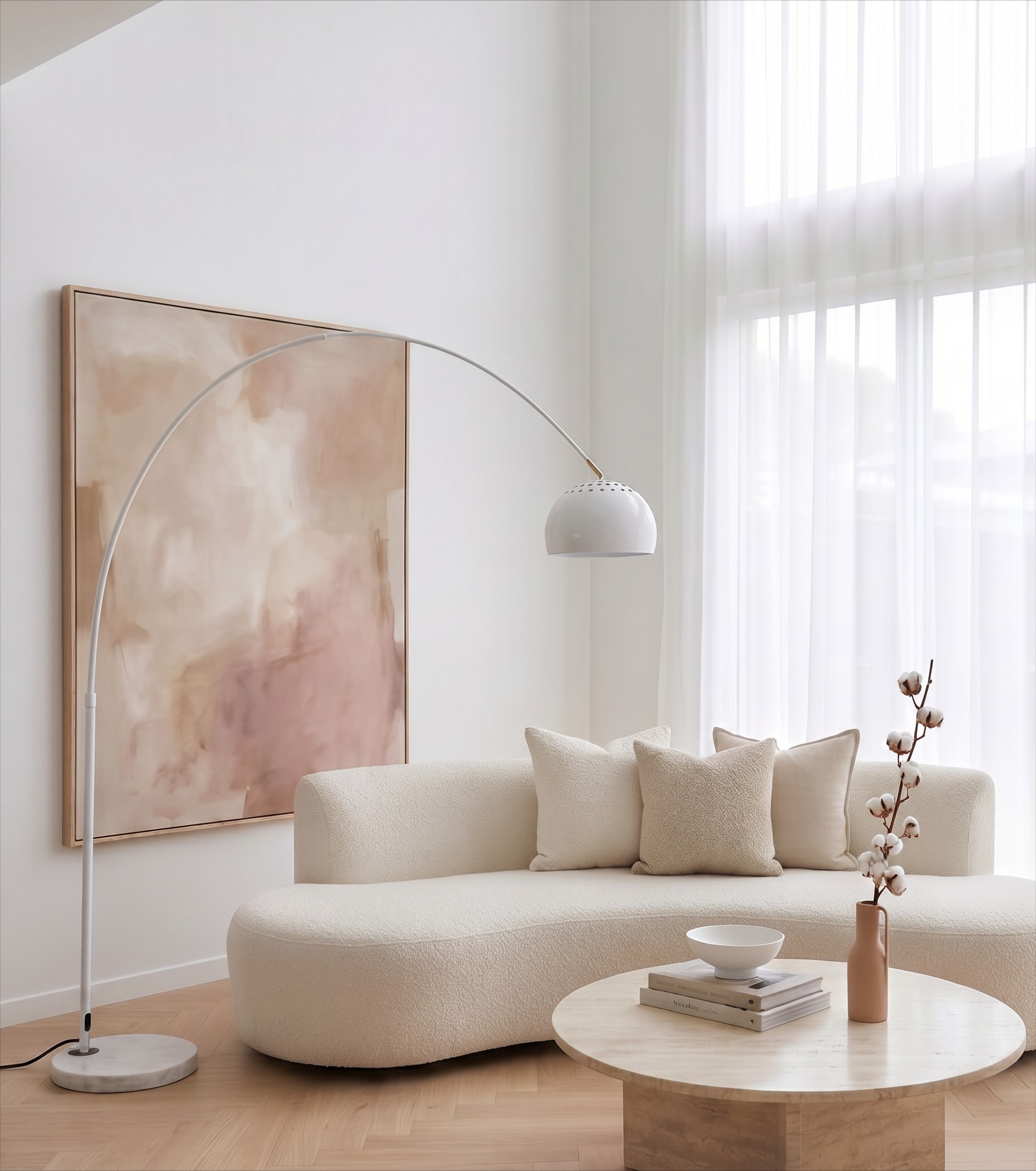Lampa stojąca podłogowa biała AZURRO B1 w aranżacji