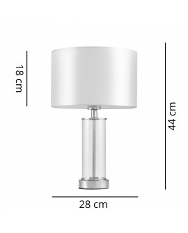 Stołowa lampa nocna Lumina Deco Leona z elementami przezroczystego szkła i metalu