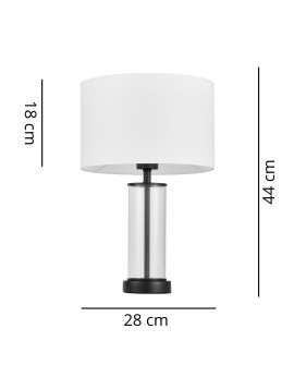 Czarna lampa stołowa z białym kloszem do sypialni w stylu nowoczesnym Leona