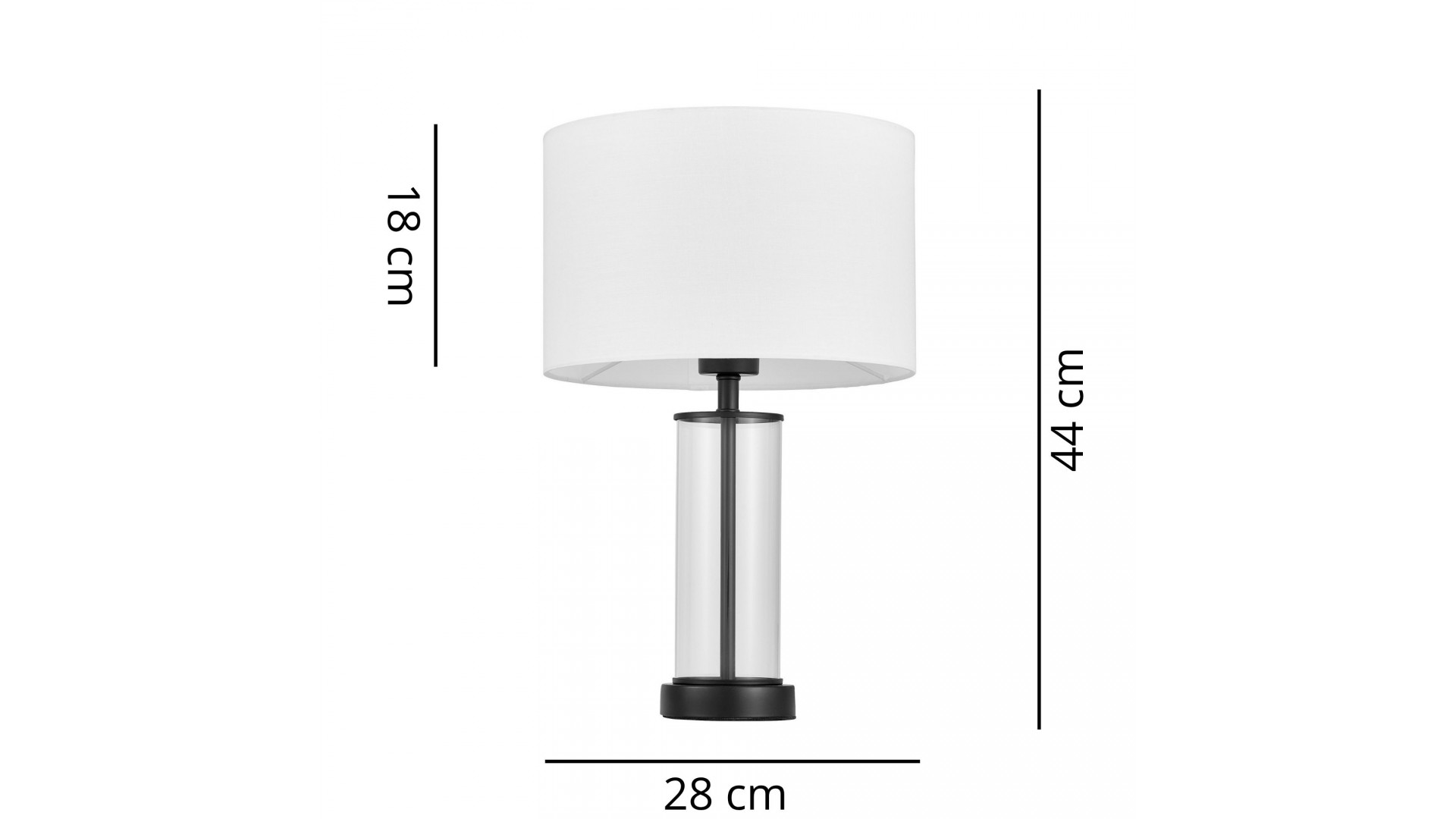 Czarna lampa stołowa z białym kloszem do sypialni w stylu nowoczesnym Leona