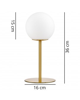 LAMPA STOŁOWA BIURKOWA NOWOCZESNA MOSIĘŻNA BIAŁA KULA FREDICA