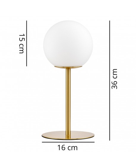 LAMPA STOŁOWA BIURKOWA NOWOCZESNA MOSIĘŻNA BIAŁA KULA FREDICA
