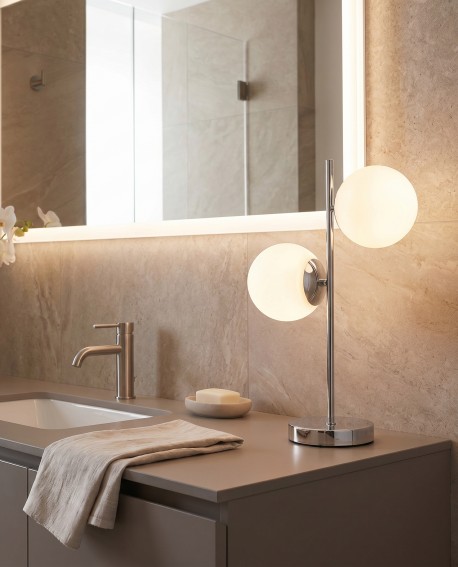 Lampa Lampit TESO do nowoczesnych wnętrz użytkowana w łazience przy umywalce
