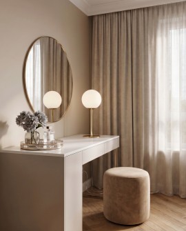 Oświetlenie w stylu nowoczesnym do sypialni ze złoto białą lampą stołową Lumina Deco