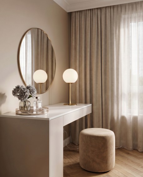Oświetlenie w stylu nowoczesnym do sypialni ze złoto białą lampą stołową Lumina Deco