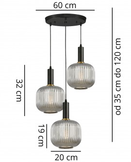 LAMPA WISZĄCA LOFT DYMIONA POTRÓJNA GATO W3