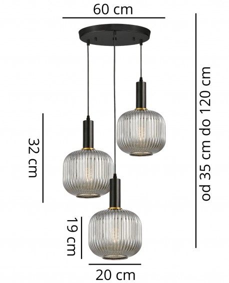 LAMPA WISZĄCA LOFT DYMIONA POTRÓJNA GATO W3