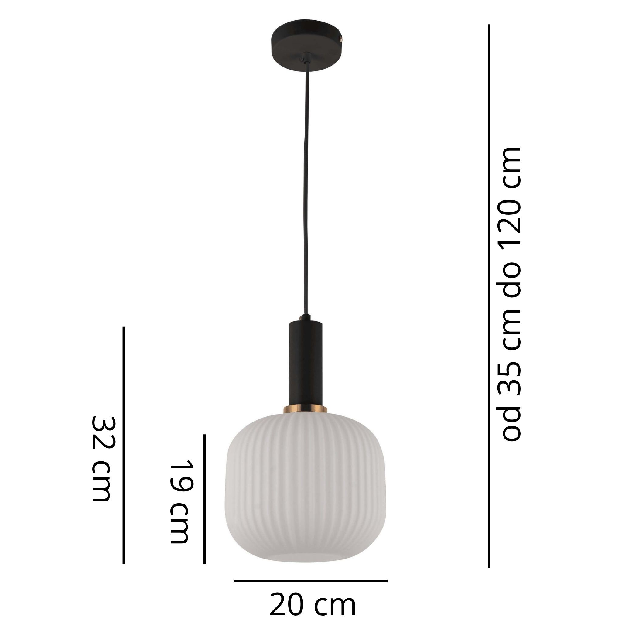 LAMPA WISZĄCA LOFT BIAŁO-CZARNA GATO - wymiary