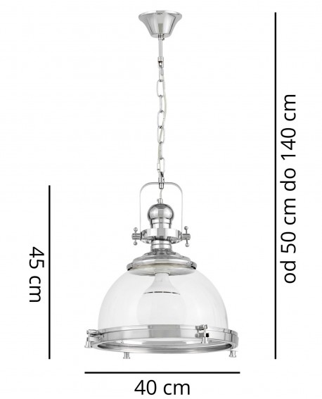LAMPA WISZĄCA SUFITOWA LOFT CHROMOWANA FALCO