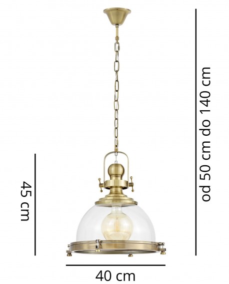 LAMPA WISZĄCA SUFITOWA LOFT MOSIĘŻNA FALCO