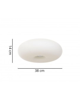 Niska lampa sufitowa BIANTE D38 o wysokości 14 cm i średnicy 38 cm z matowym kloszem