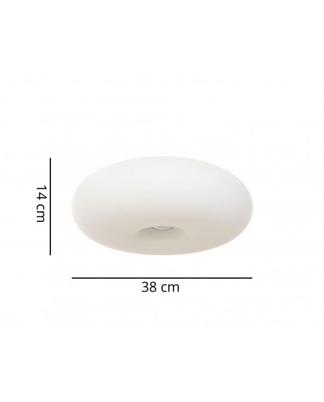 Niska lampa sufitowa BIANTE D38 o wysokości 14 cm i średnicy 38 cm z matowym kloszem