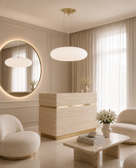 Nowoczesna lampa sufitowa BIANTE D48 Lumina Deco tworzy przytulny klimat w eleganckim salonie