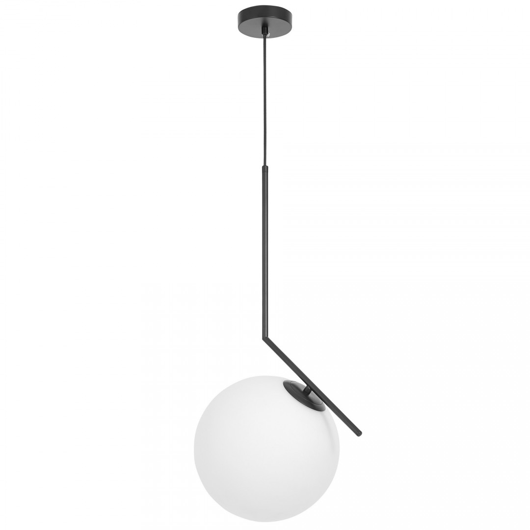 Nowoczesna lampa sufitowa z serii SORENTO 25 z białym szklanym kloszem na czarnym przewodzie