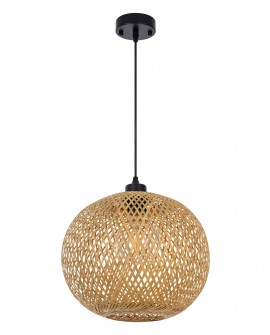 Lampa wisząca w stylu Boho z plecionym kloszem i czarna podsufitką