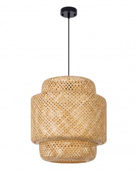 Lampa wisząca bambusowa w stylu boho 40 cm naturalny żyrandol idealny do salonu i sypialni