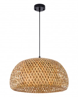 Bambusowa lampa wisząca Lampit BOHO z czarną podsufitką i zawieszeniem