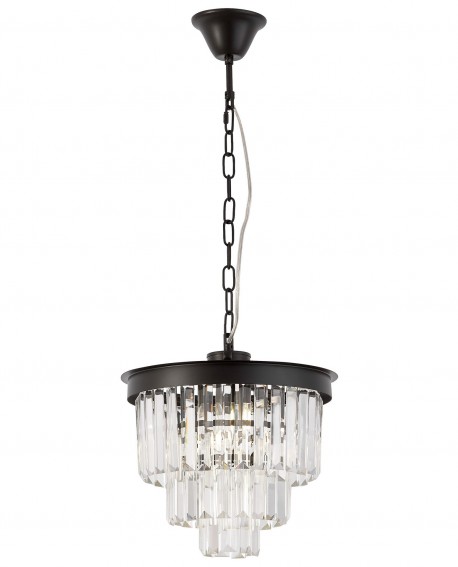 Czarny żyrandol kryształowy CAPRIA Lumina Deco na przewodzie idealny do salonu glamour