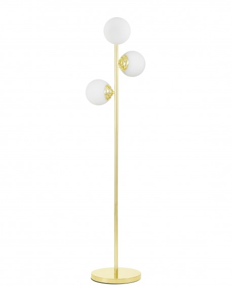 Lampa podłogowa FINO W3 Lampit złota z trzema kulami białymi cała sylwetka nowoczesna forma