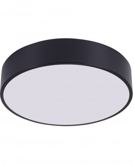 nowoczesna lampa sufitowa plafon czarny orbo d40 lampit, widok z przodu na czarny okrągły plafon