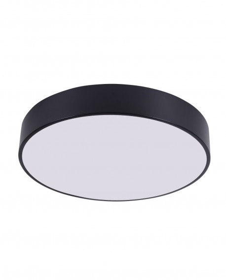 czarny plafon LED okrągła lampa sufitowa o średnicy 50 cm z matowym kloszem ORBO model do salonu i sypialni
