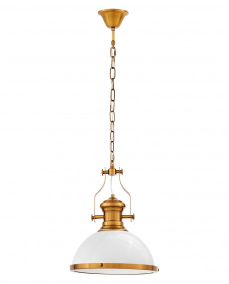 LAMPA WISZĄCA INDUSTRIALNA LOFT BIAŁO-MOSIĘŻNA ETTORE LUMINA DECO