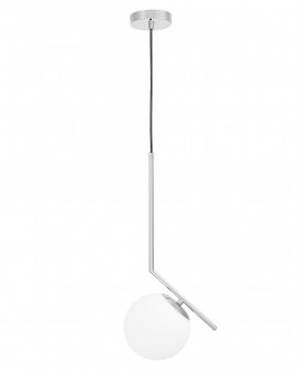 LAMPA WISZĄCA NOWOCZESNA CHROMOWANA BIAŁA KULA SORENTO 15