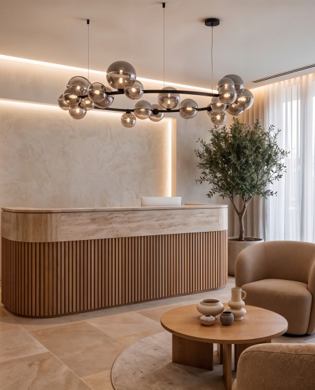 Designerka lampa wisząca MERIDO W24 Lumina Deco w aranżacji recepcji lub biura