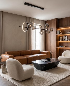Nowoczesna lampa MERIDO W9 z dziesięcioma dymionymi kulami i pierścieniem LED