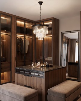 Czarny żyrandol kryształowy CAPRIA Lumina Deco na przewodzie idealny do salonu glamour