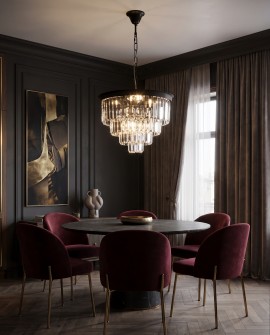 Czarny żyrandol Capria Lumina Deco z transparentnymi kryształami