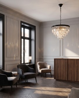 Żyrandol nowoczesny Capria Lumina Deco kryształ czarna metalowa rama