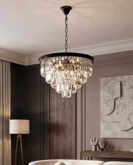 Żyrandol nowoczesny Capria Lumina Deco kryształ czarna metalowa rama