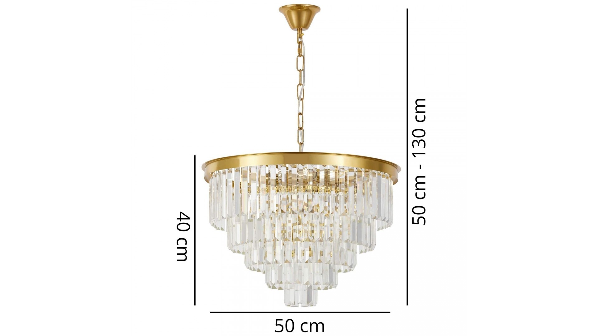 Wymiary nowoczesnego żyrandola Capria Lumina Deco średnica 50 cm regulowana wysokość