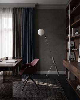 Podłogowa lampa z kloszem ze szkła i chromowanym wykończeniem GRANINO W1