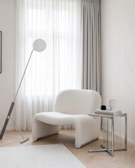 Podłogowa lampa z kloszem ze szkła i chromowanym wykończeniem GRANINO W1
