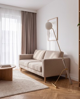 Nowoczesna lampa podłogowa GRANINO W1 Lumina Deco ze złotym szczotkowanym wykończeniem i białym szklanym kloszem