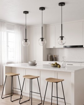 Lampa wisząca ZODIAK Lumina Deco o szklanym kloszu i czarnej podsufitce