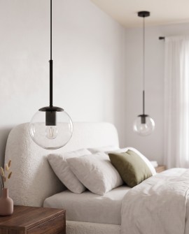 Lampa wisząca ZODIAK Lumina Deco o szklanym kloszu i czarnej podsufitce