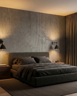 Czarny kinkiet loft gubi w1 lumina deco z metalowym kloszem w stożkowym kształcie