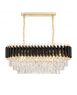 lampa wisząca żyrandol kryształowy czarno-złoty Mazini Pro, aranżacja wnętrza, Lumina Deco