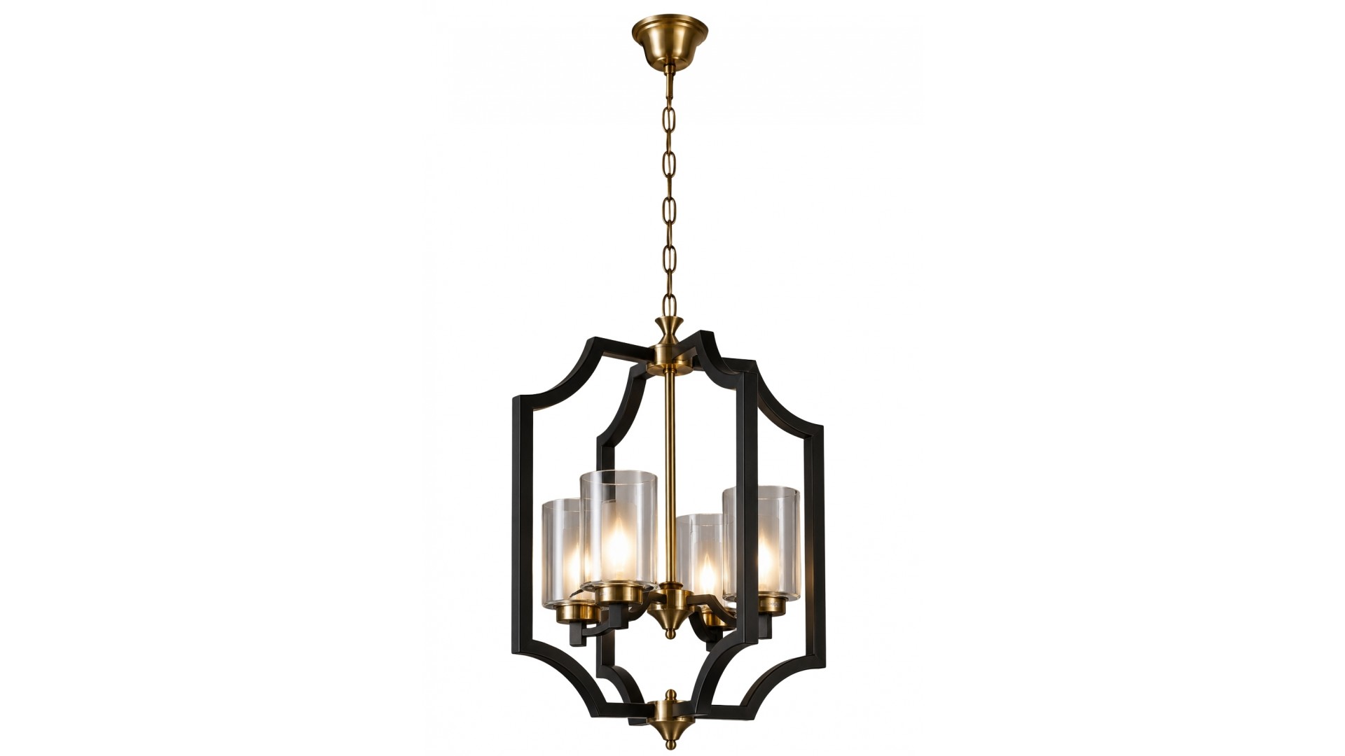 Lampa sufitowa VIGATTO firmy Lumina Deco z czarną ramą i szklanymi kloszami