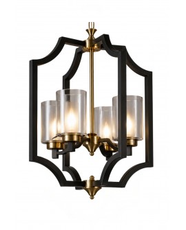 Lampa sufitowa VIGATTO firmy Lumina Deco z czarną ramą i szklanymi kloszami
