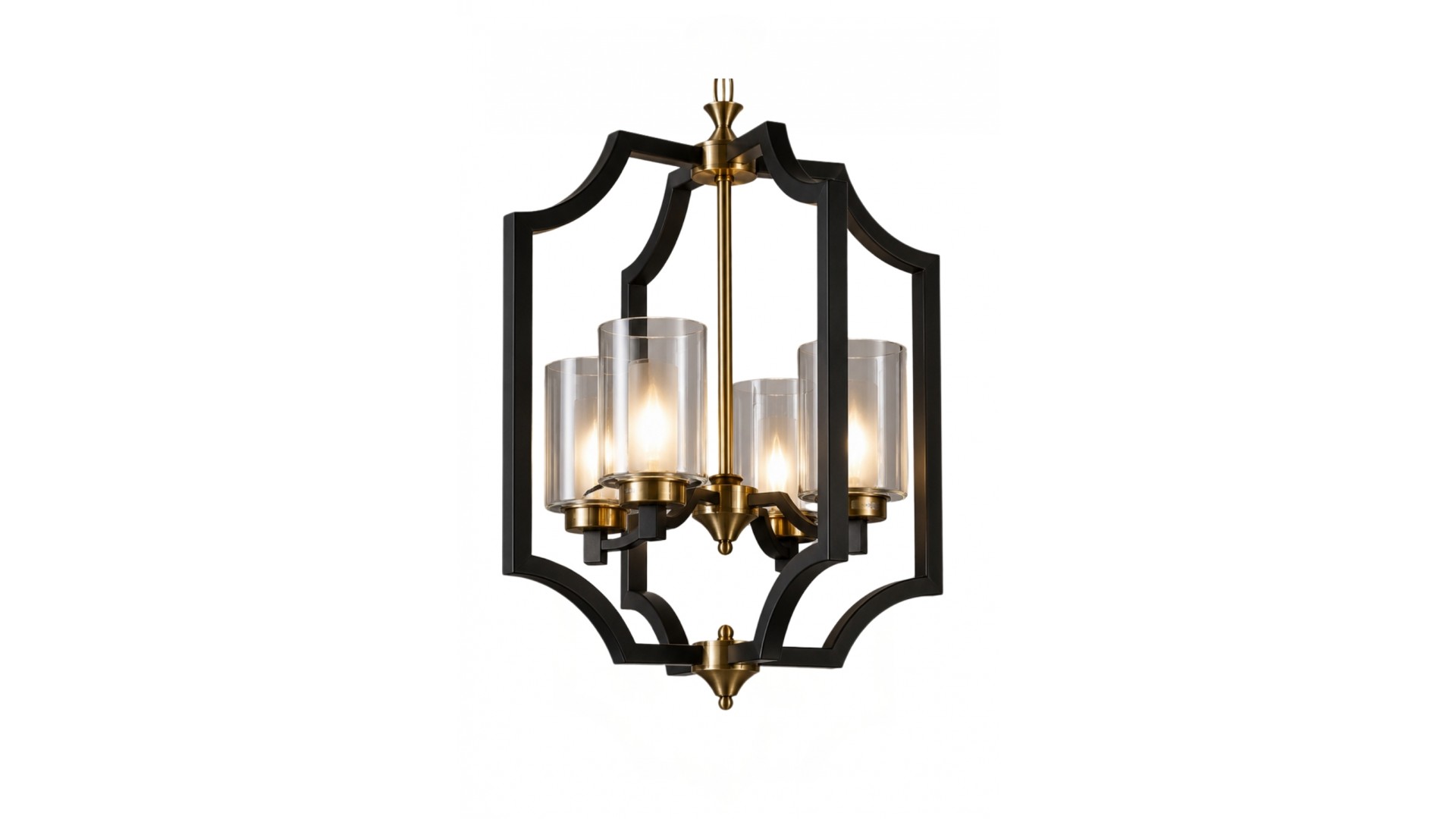 Lampa sufitowa VIGATTO firmy Lumina Deco z czarną ramą i szklanymi kloszami