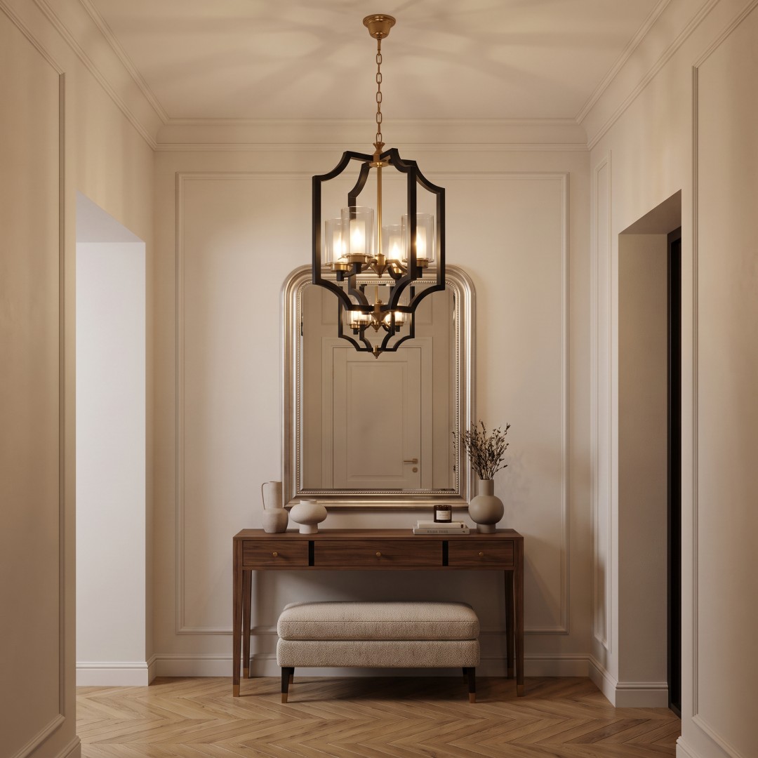 Lampa sufitowa VIGATTO firmy Lumina Deco z czarną ramą i szklanymi kloszami