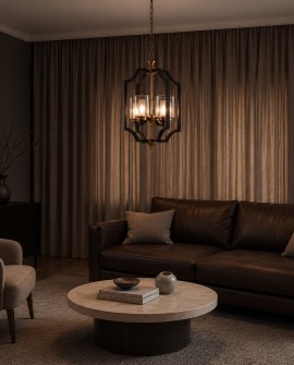 Lampa sufitowa VIGATTO firmy Lumina Deco z czarną ramą i szklanymi kloszami