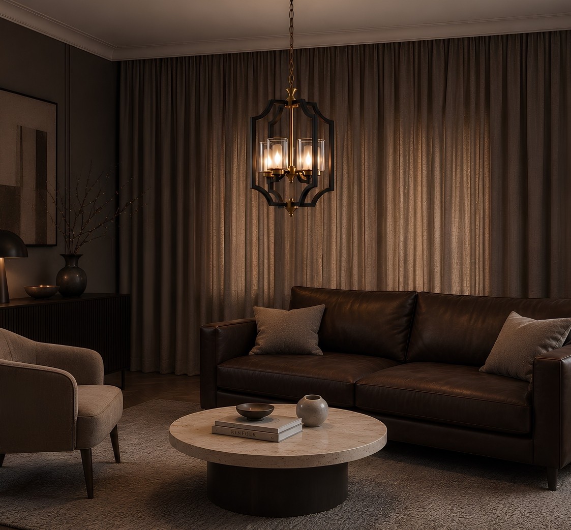 Lampa sufitowa VIGATTO firmy Lumina Deco z czarną ramą i szklanymi kloszami