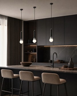 LAMPA WISZĄCA SUFITOWA NOWOCZESNA CZARNO-CHROMOWANA FOLINO W1 LUMINA DECO