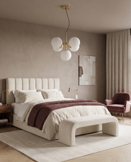 Lampa sufitowa złota z białymi kulami marki Lumina Deco w stylu modern classic