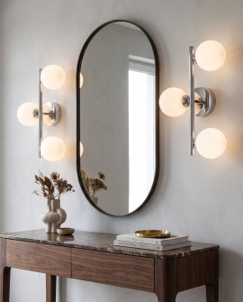 Nowoczesny kinkiet MARSIADA W3 od Lumina Deco w wersji z trzema białymi kulami do salonu